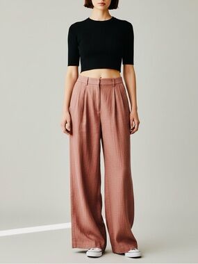 Wilfred The Effortless Linen Pant Terracotta Red Brown Wide Leg High Waist 2